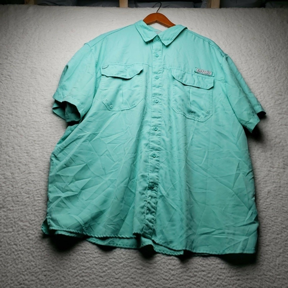Realtree Fishing Shirt Mens 2XL Green Short Sleeve Vented Polyester Button-Up